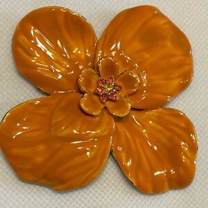 Large Vintage Enamel Flower Brooch